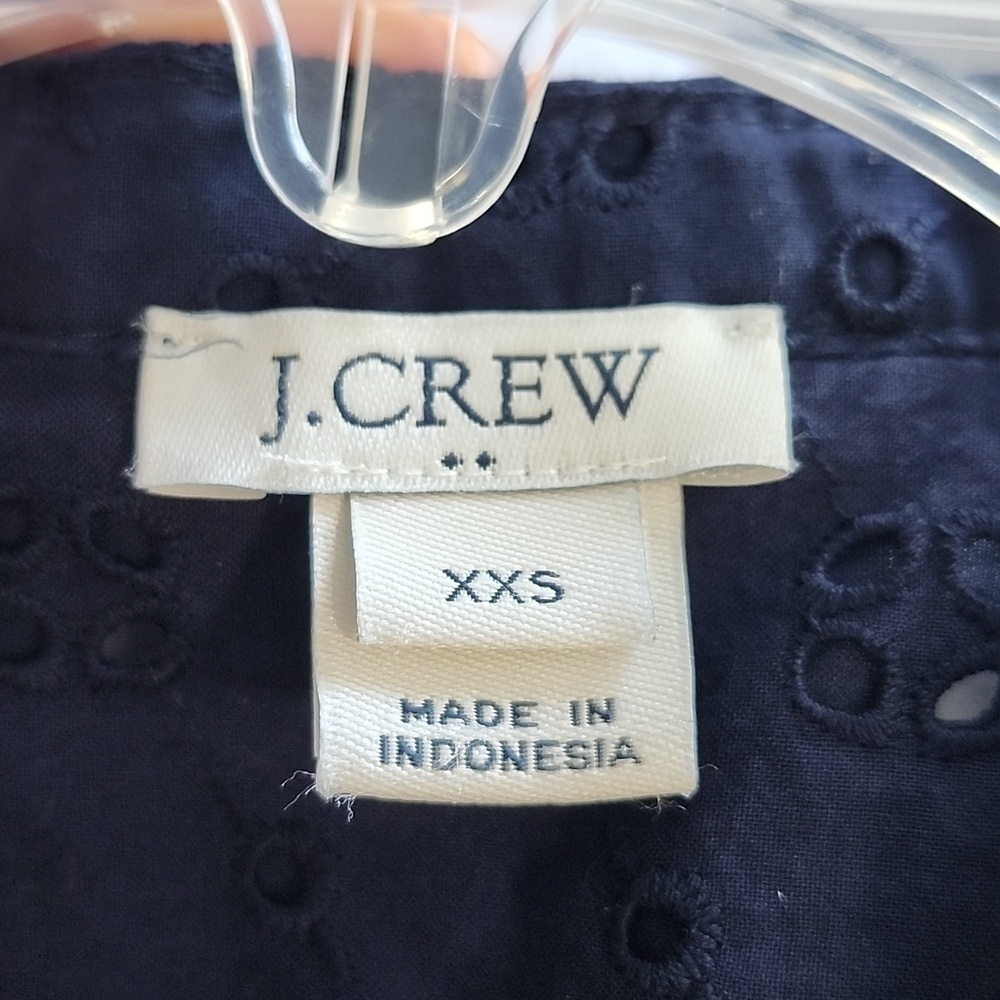 J. Crew Factory Navy Blue Eyelet Lace Sleevless Shirt Dress XXSMALL - Picture 10 of 15
